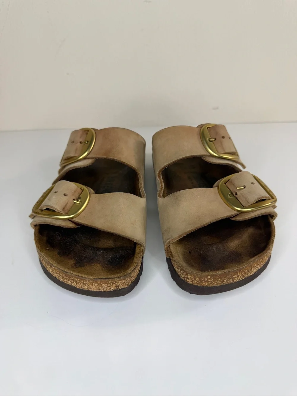Birkenstock Sandals Slides Women Size 38 US 7 Double Strap Tan Buckle Germany - Picture 4 of 16